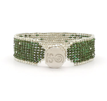 Brazalete Telar Plata Delgado Difuminado Turquesa T